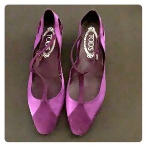 Beautiful Purple Suede & Satin Tod’s $625 Retail